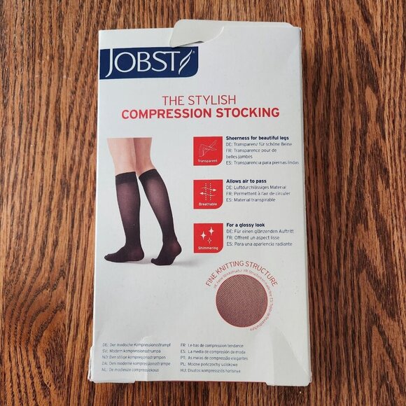 JOBST Ultrasheer Compression Stockings Womens Large 15-20mmHg Natural Knee High - Picture 2 of 3